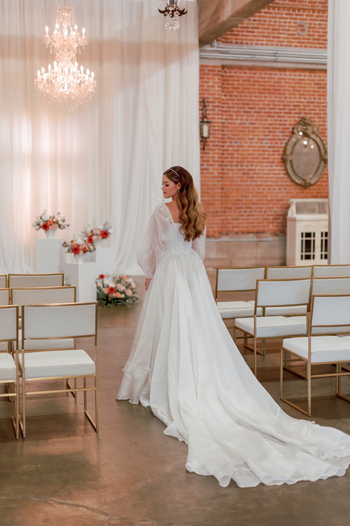 Romantic silk Selkie wedding dress