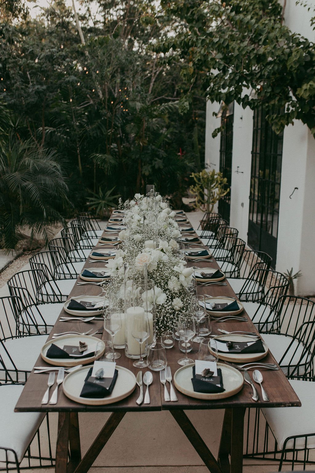 modern monochromatic wedding tablescape