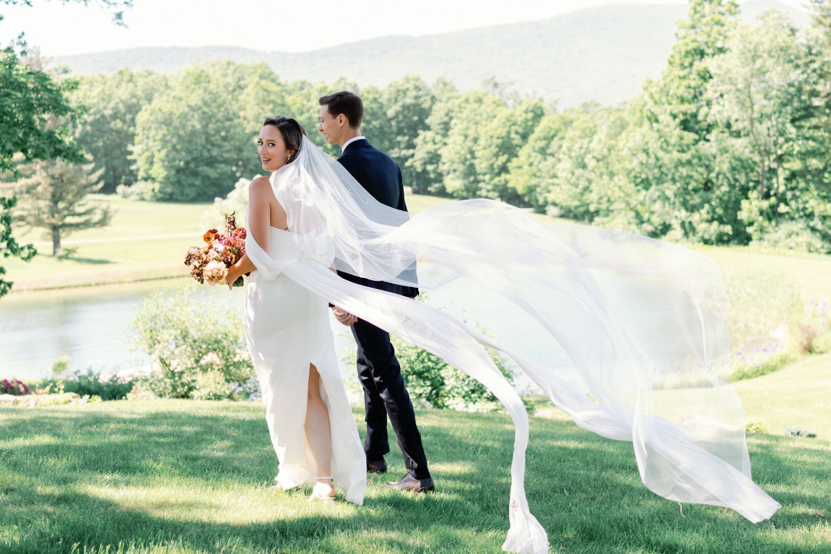 Romantic windswept bridal veil 