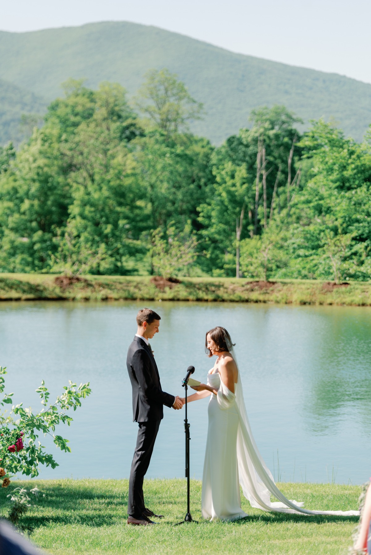 Romantic pond ceremony at Vermont private estate 