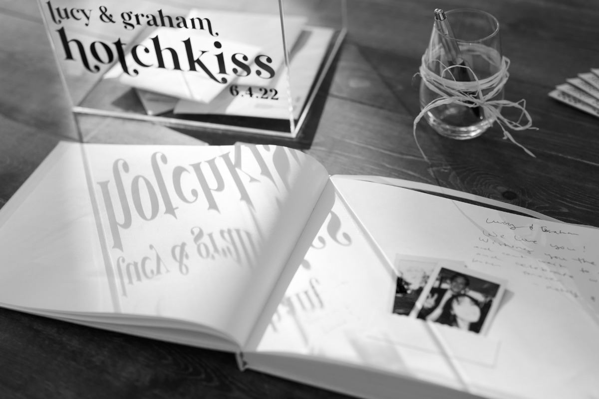 Acrylic and black guestbook details