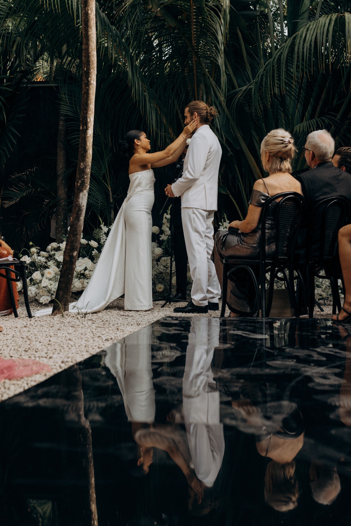 wedding ceremony by reflecting pool