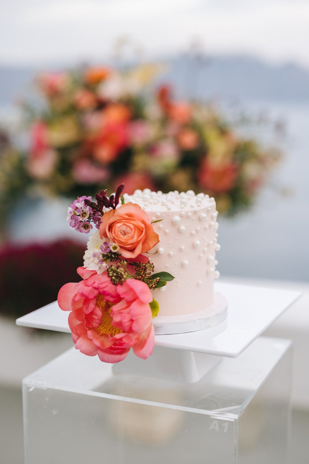 pearled wedding cake