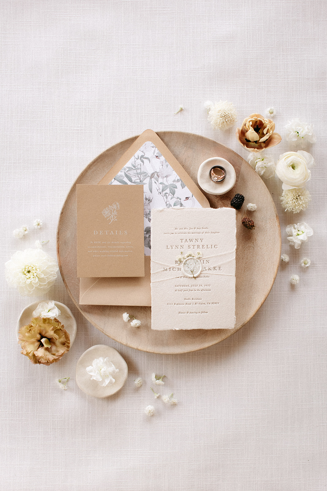sand colored wedding stationery