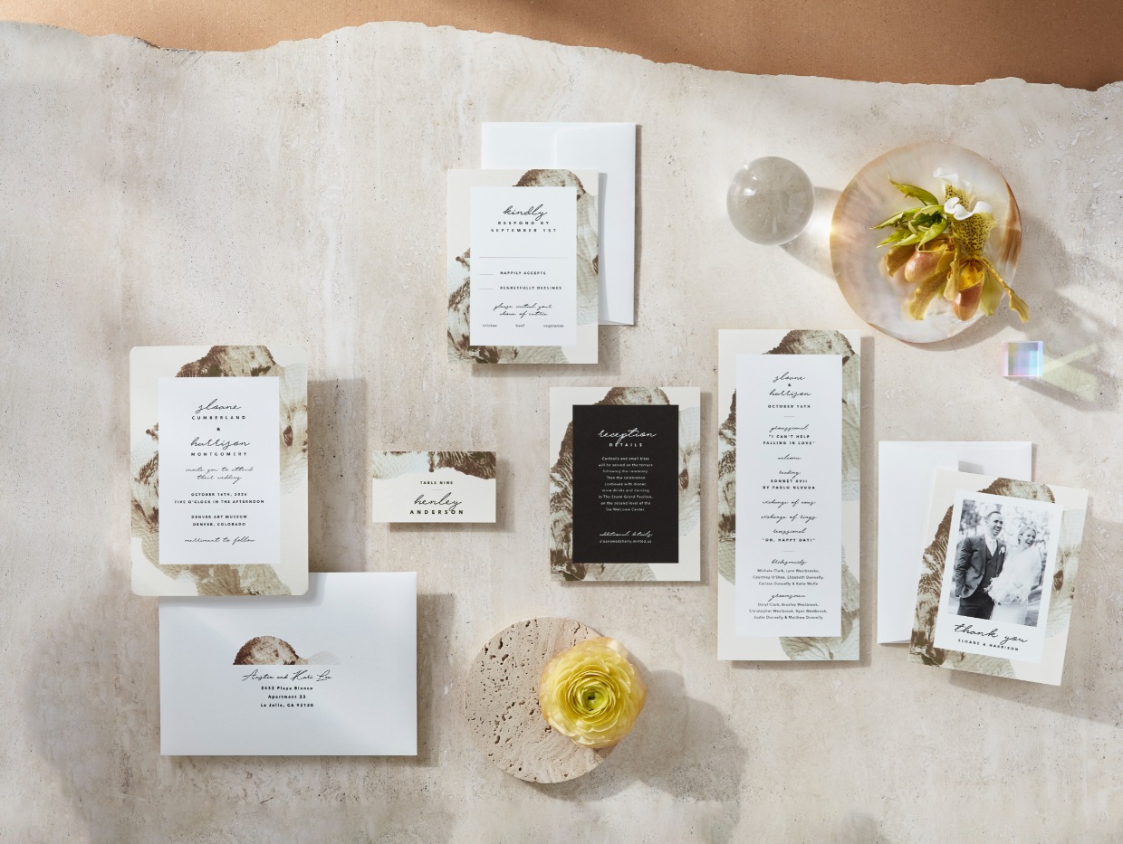 Marble wedding invitation suite