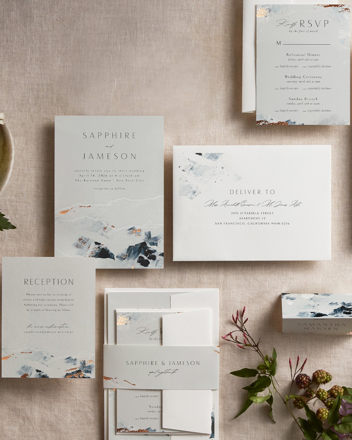 Custom mountain wedding invitations