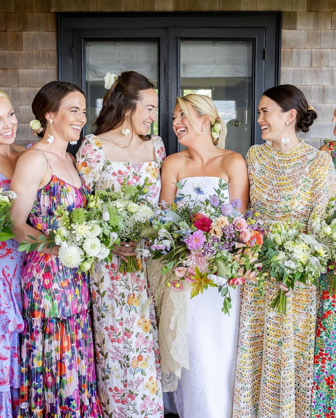 rainbow floral bridesmaid dresses