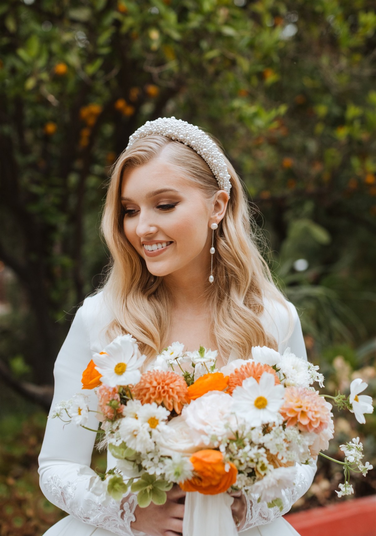 orange-inspired wedding bouquets
