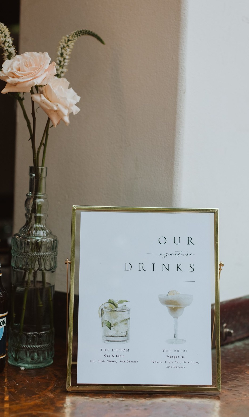 custom wedding drink menu sign