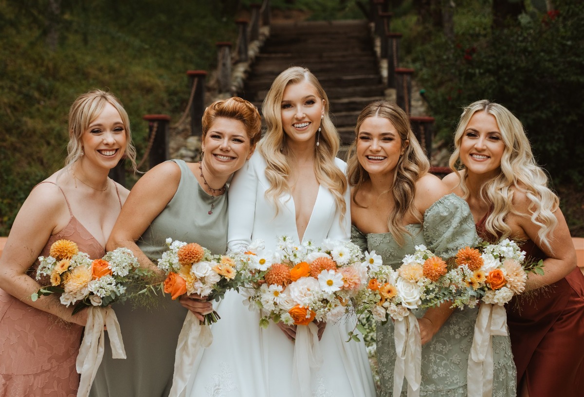 earth tone mix and match bridesmaid dresses