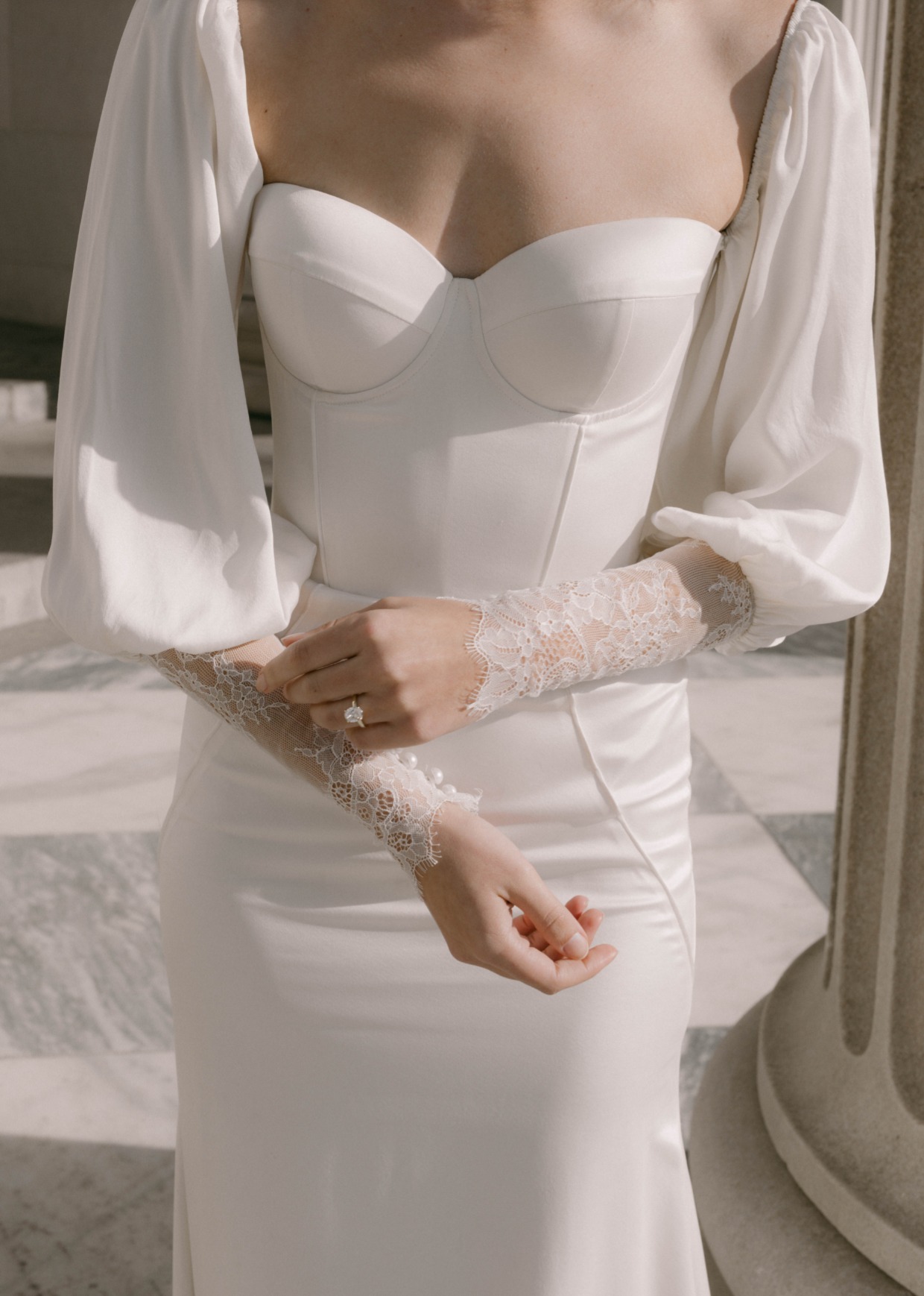 Adriana Madrid ‘Celest’ silk and shiny satin dress