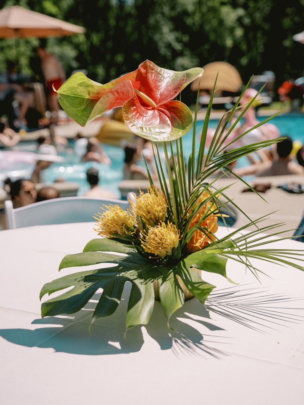 tropical floral for wedding pool party