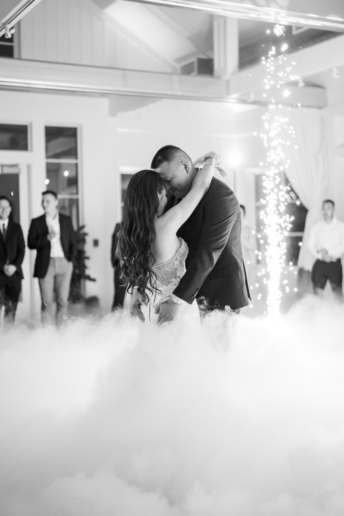 Sparkler and smoke first dance