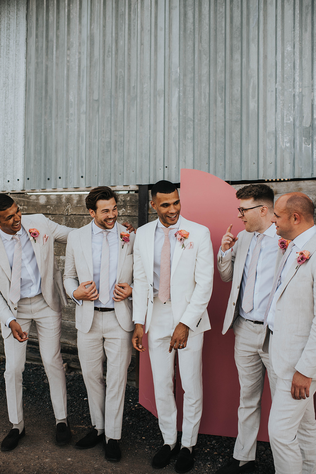pink and beige groomsmen ideas