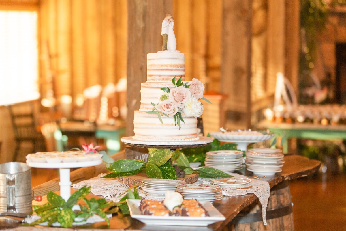 Rustic wedding dessert table 