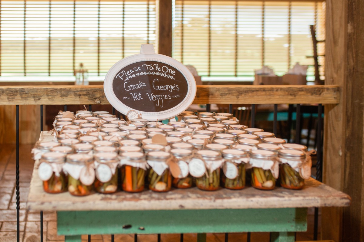 Rustic pickled veggie canned favors