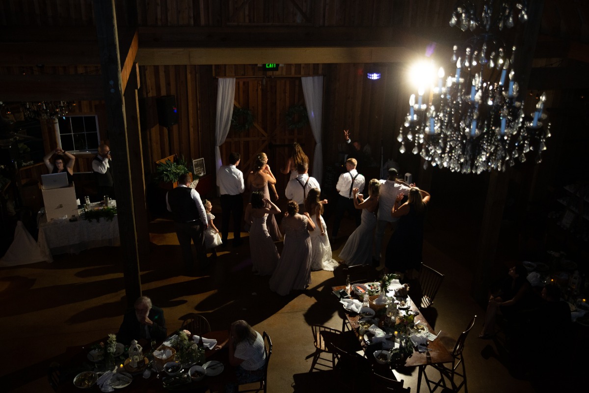Moody barn wedding reception