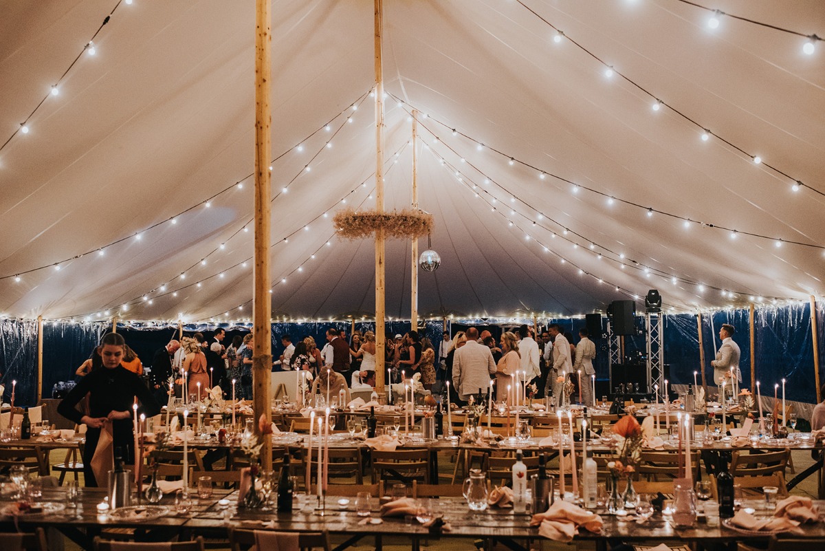 wedding lights in tent