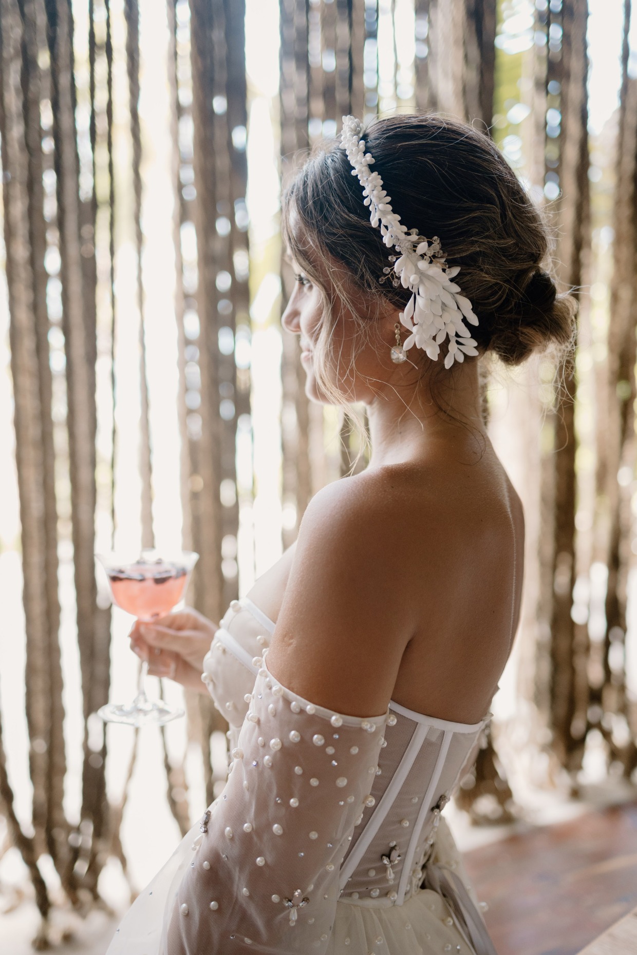 bride drinking wedding cocktail