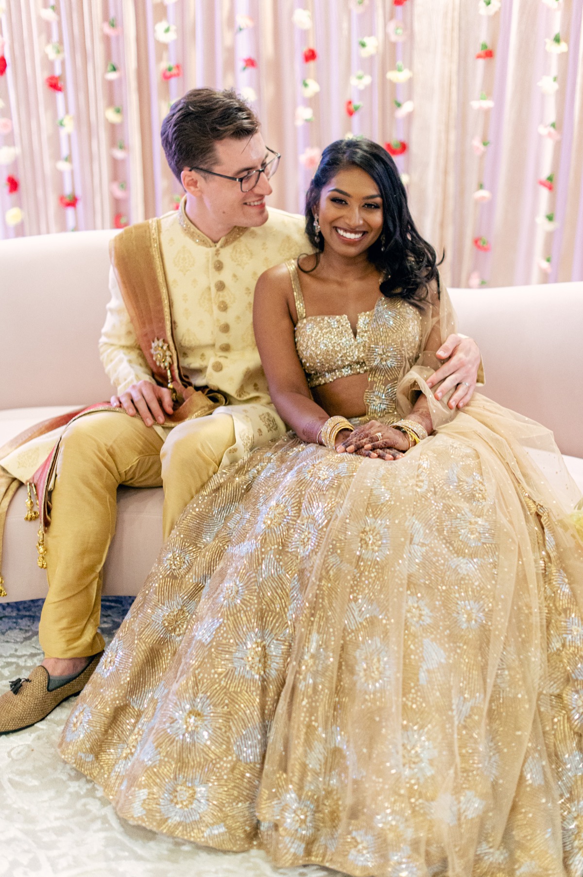 gold star-inspired two piece wedding dress