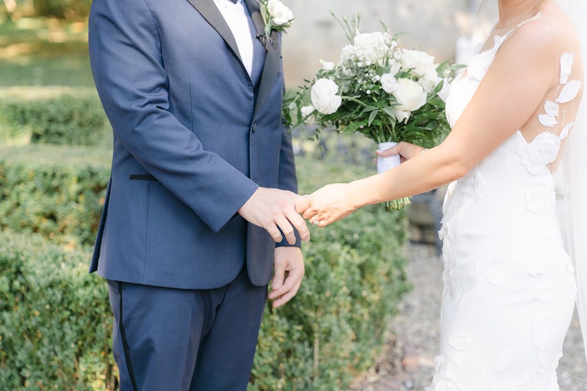 garden wedding with illusion neckline wedding dress