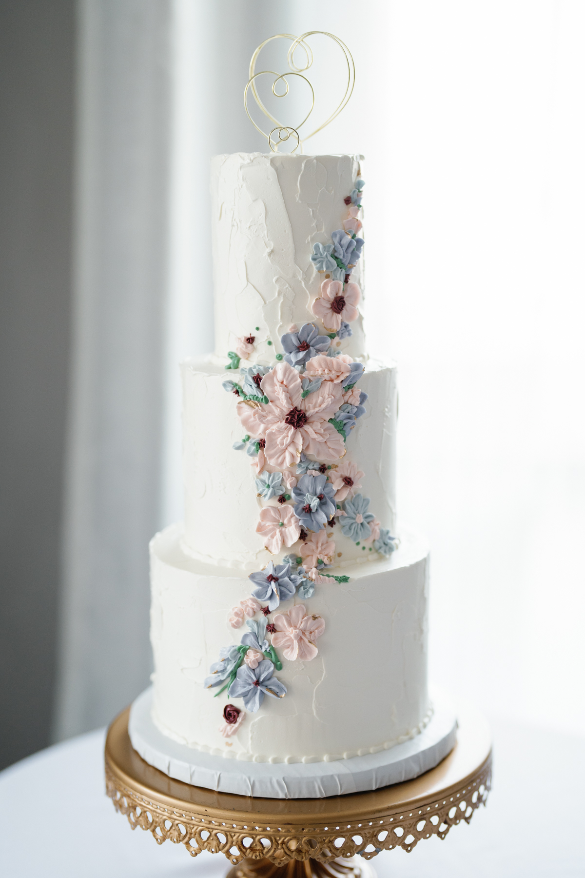 wedding cake with hand painted florals