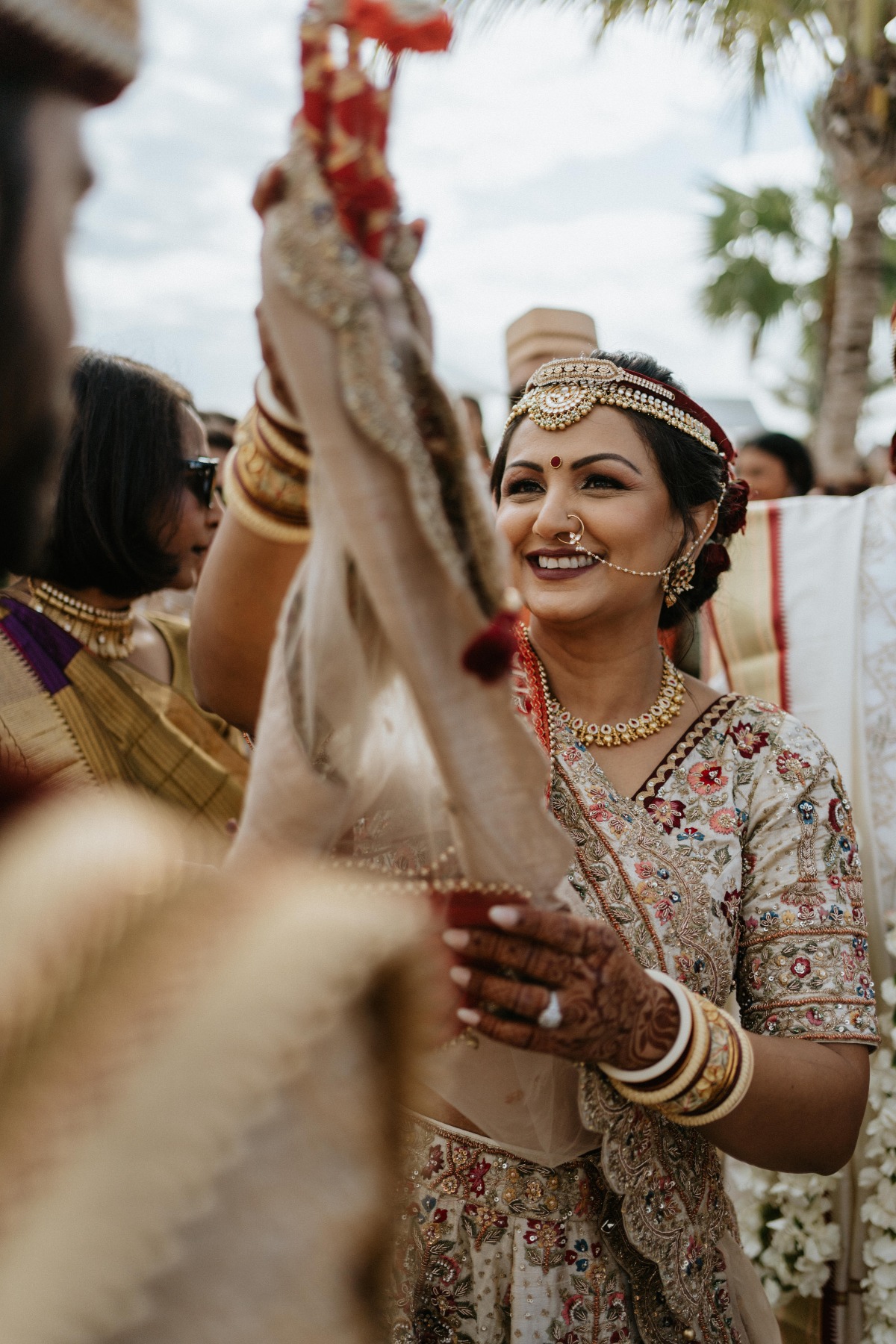 red and gold destination Hindu wedding ceremony