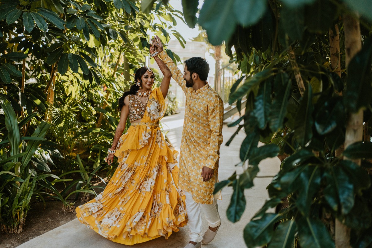 yellow and gold dress Indian wedding