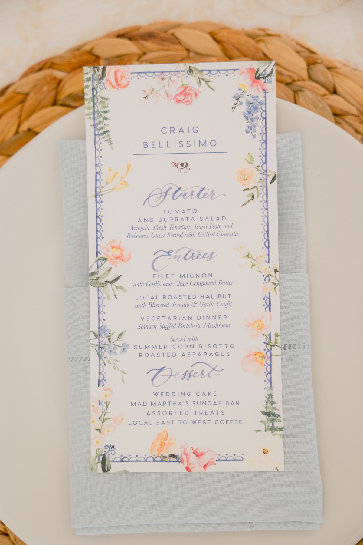 summer flower wedding menus