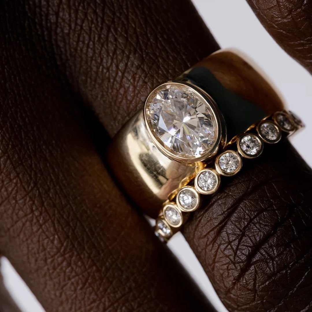 oval cigar band engagement ring