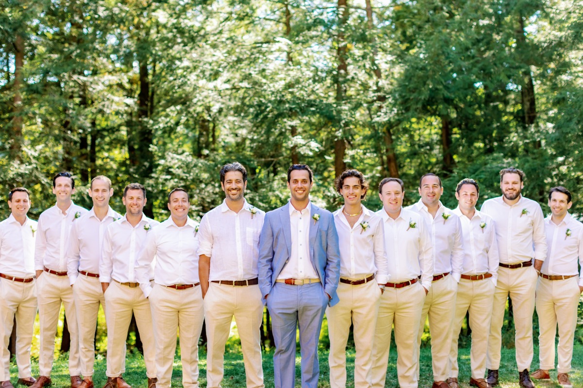 groomsmen in yellow suits