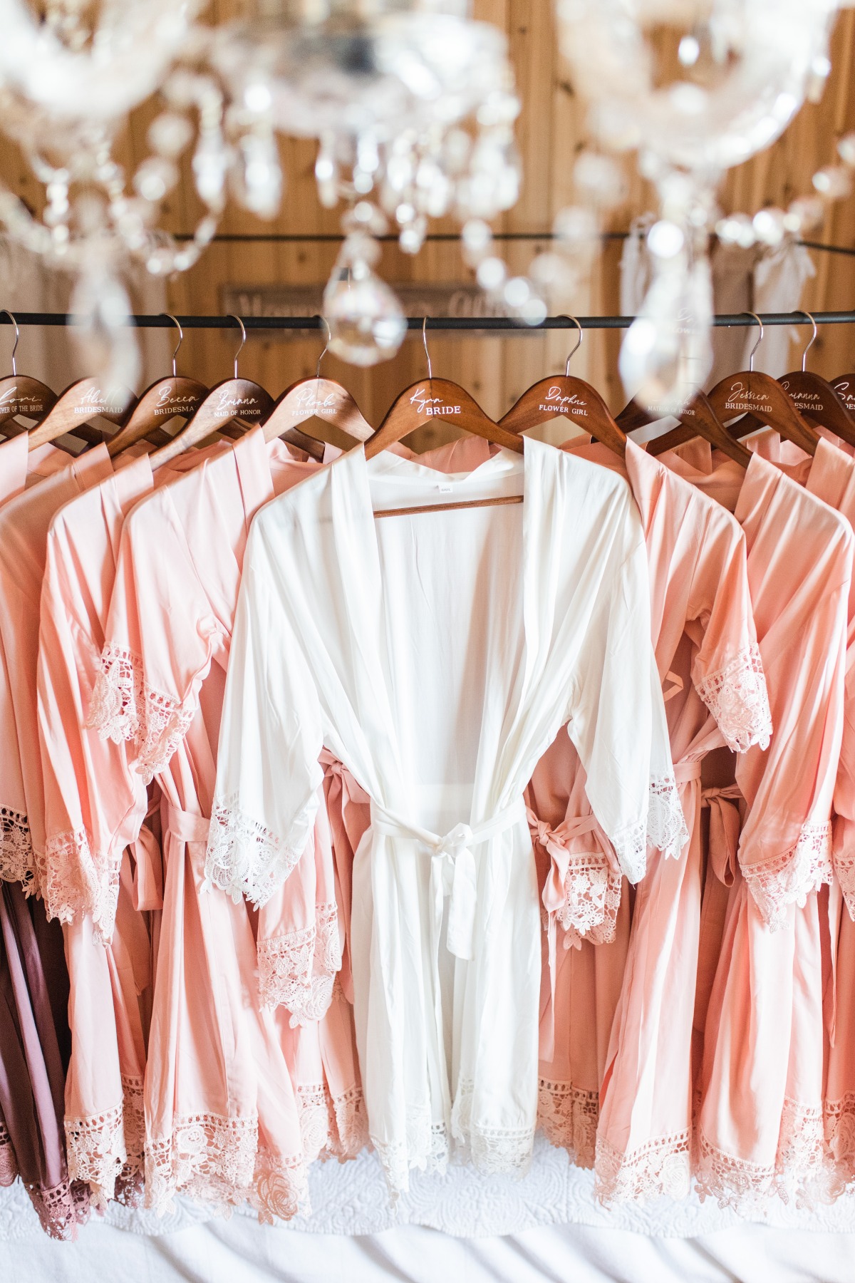 Pink frilled bridal party robes