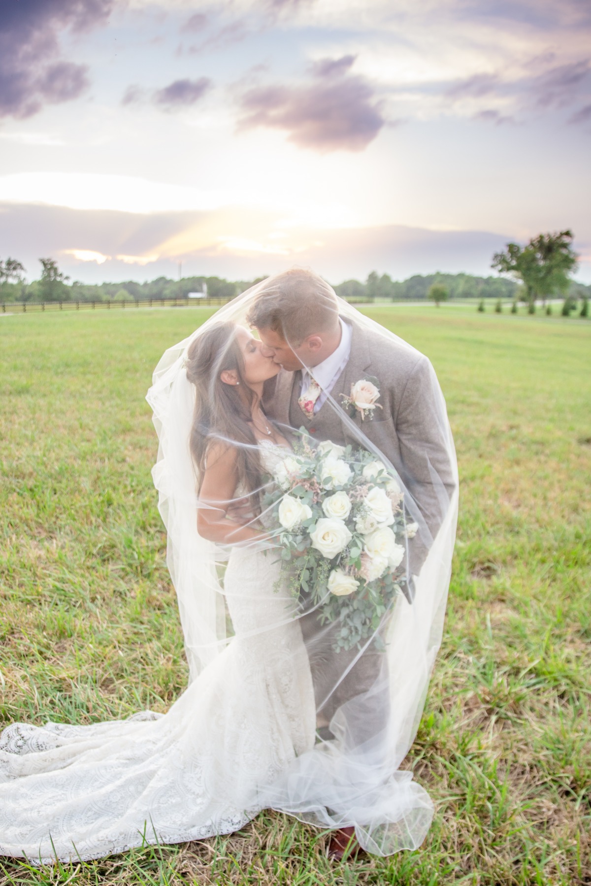 Virginia bride and groom veil photos 