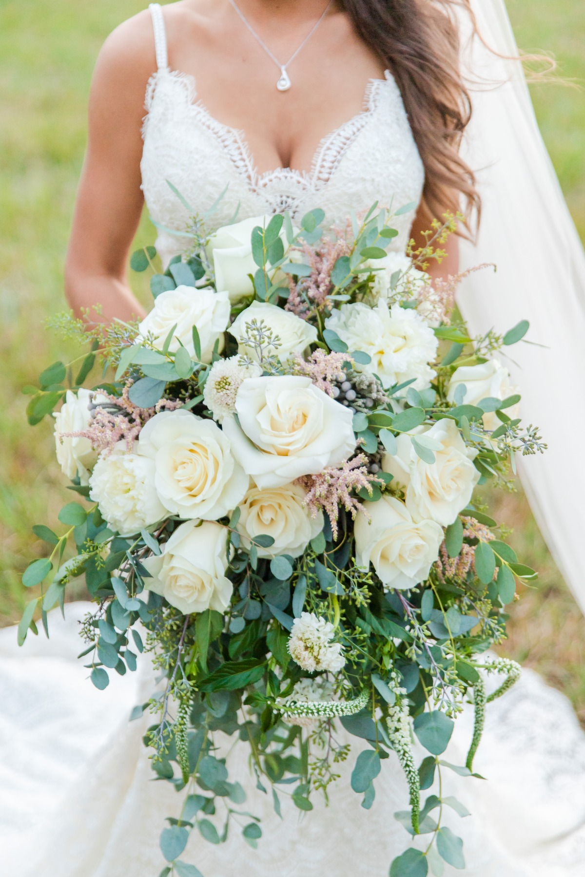 Cascading white bridal bouquet 
