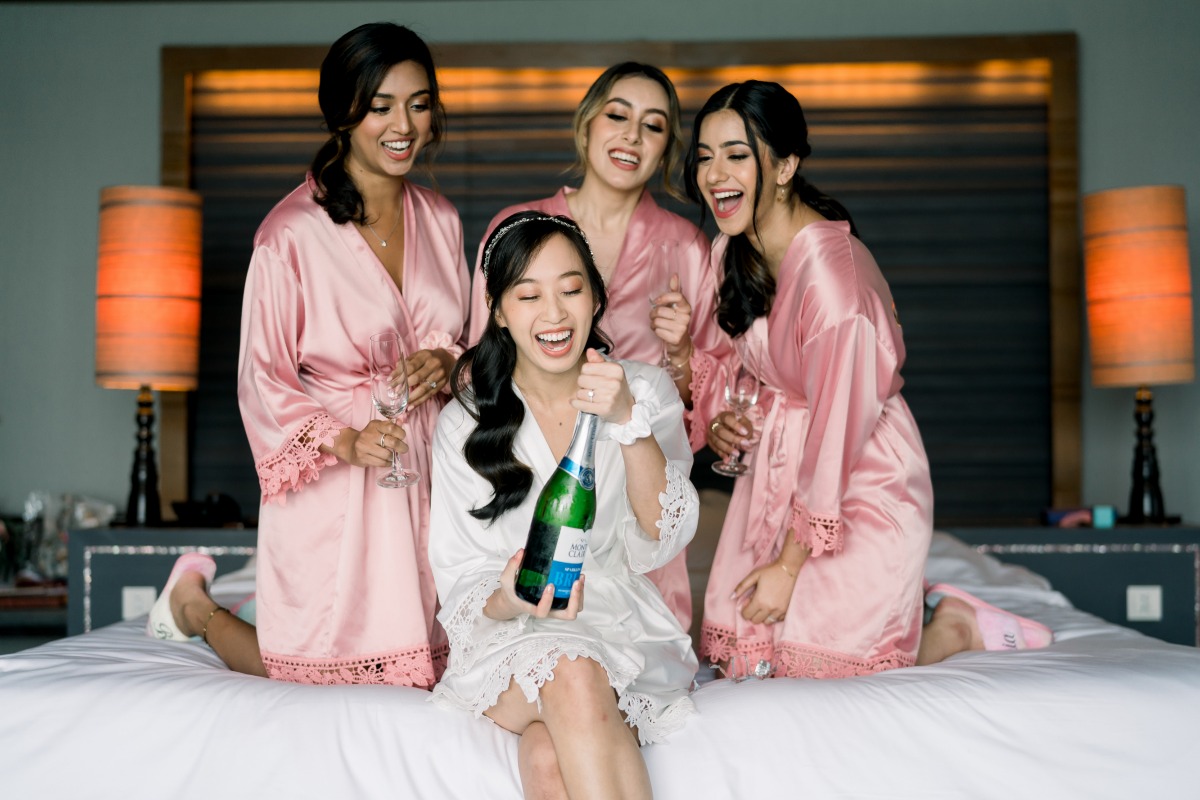 light pink bridesmaid robes