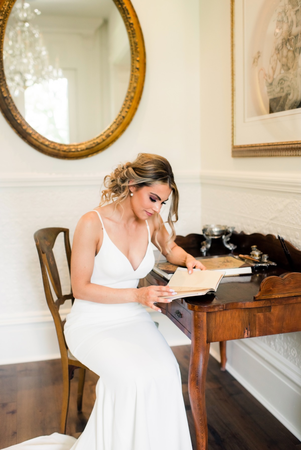 Bride writing vows before the wedding
