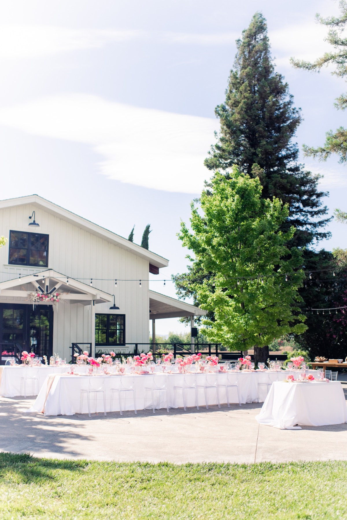Pink and acrylic wedding reception