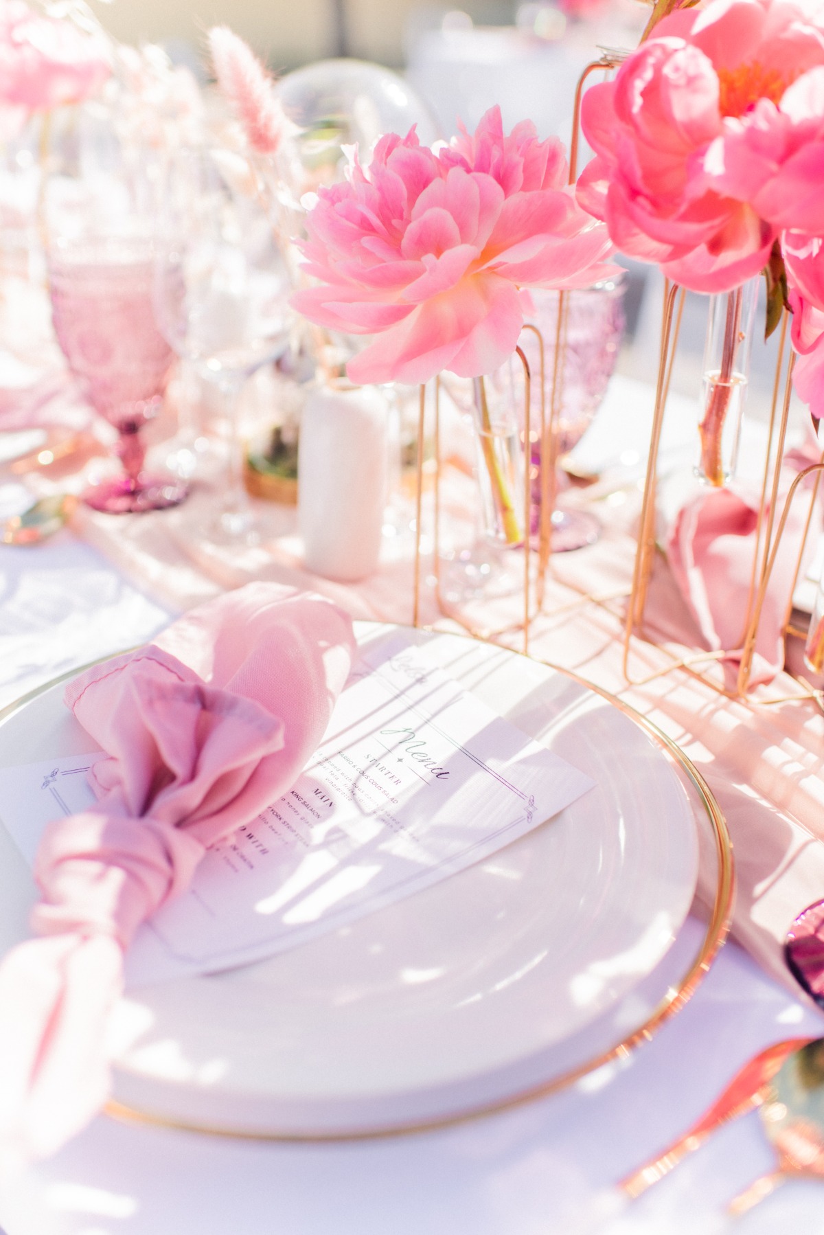 Pink and gold wedding reception 