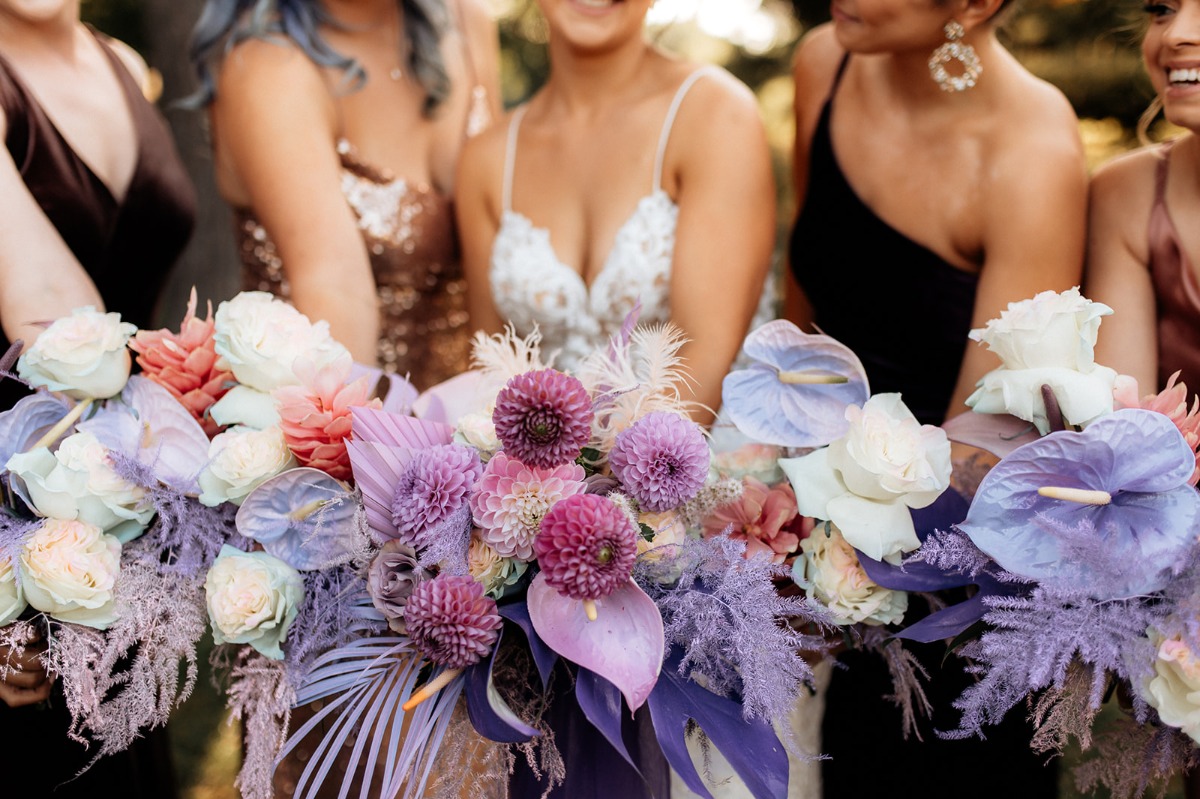 tropical purple wedding bouquets