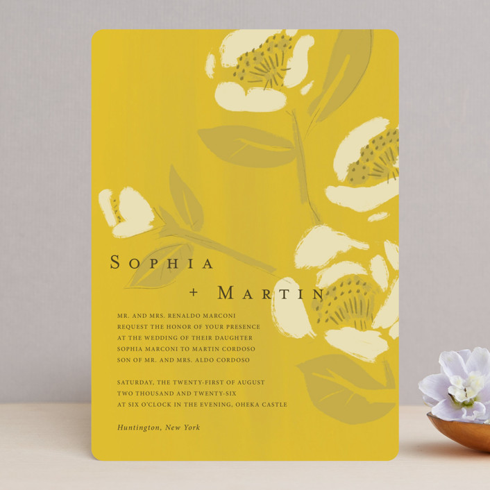 Yellow floral wedding invitation