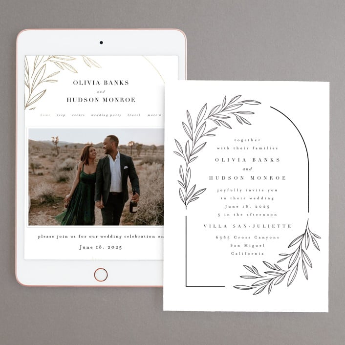 Matching wedding invites and website