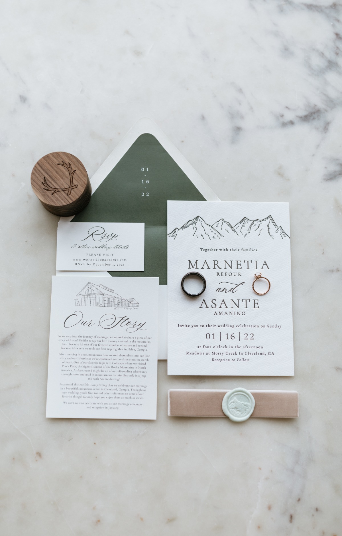 mountain inspired wedding stationery