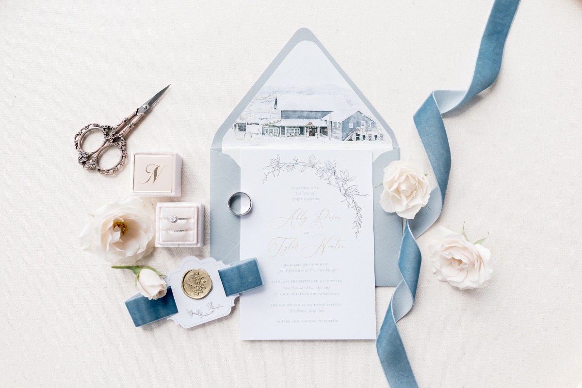 blue wedding stationery