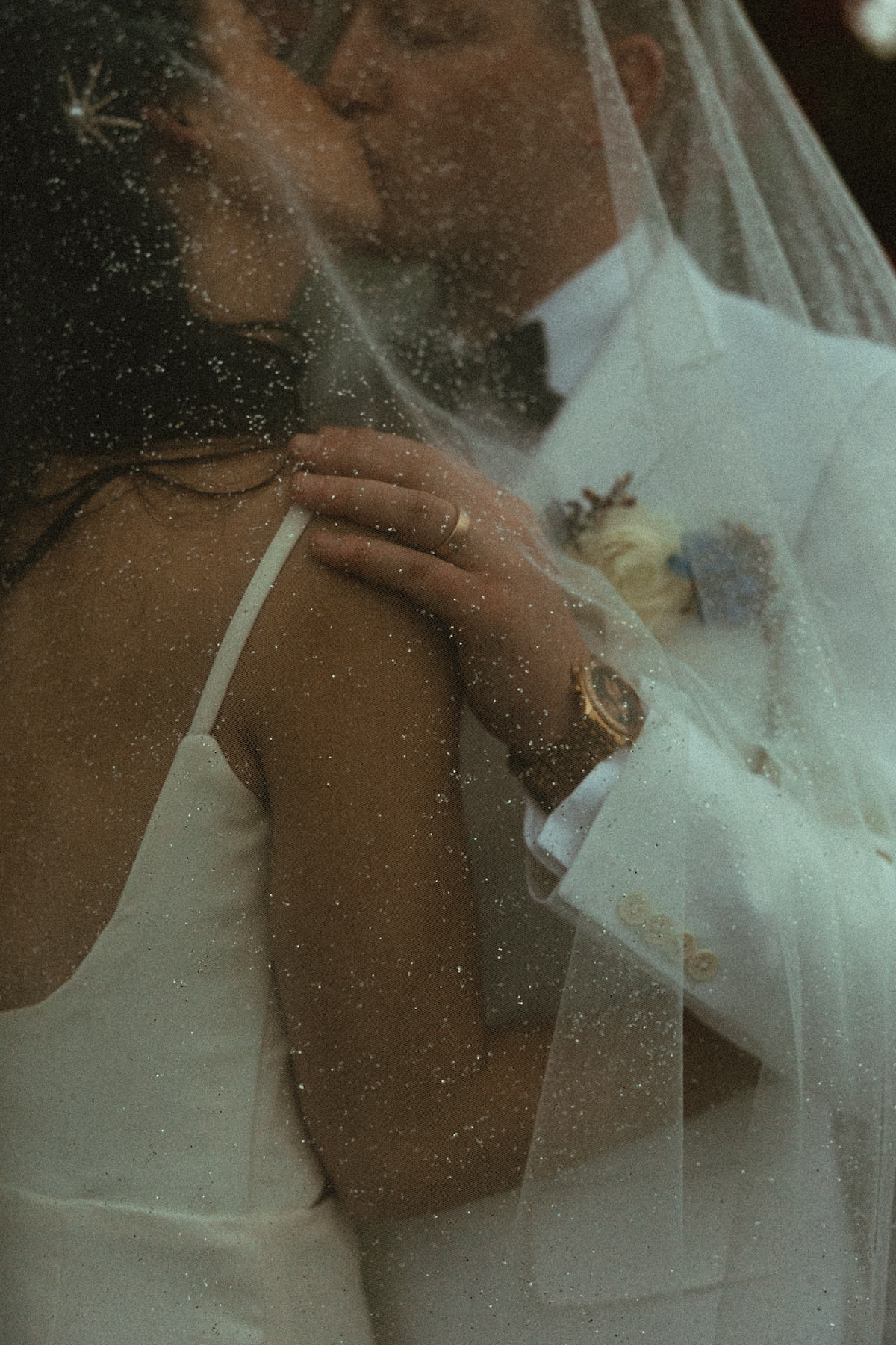 glittery wedding veil