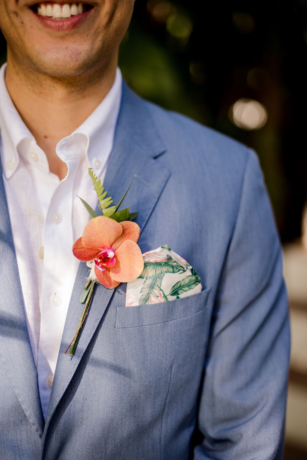 tropical flower boutonniere 