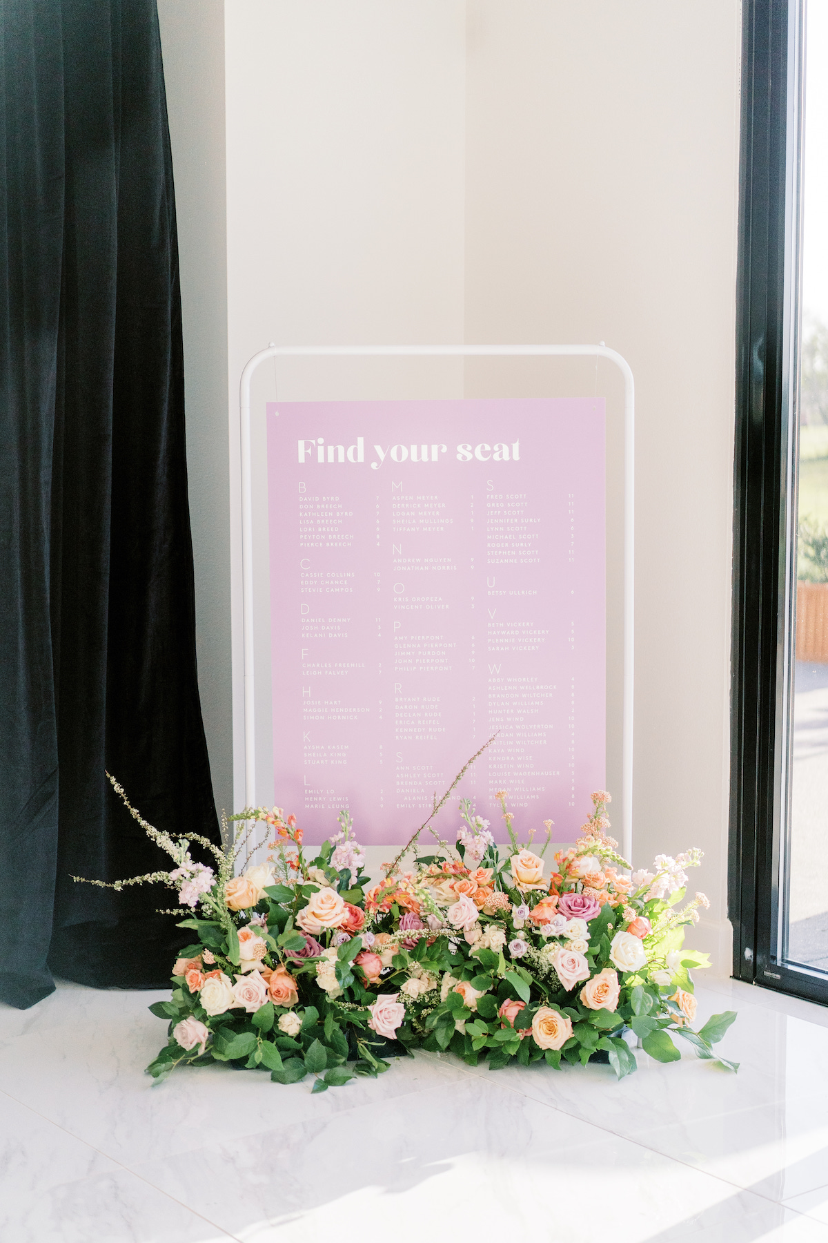 floral arrangements for seating charts