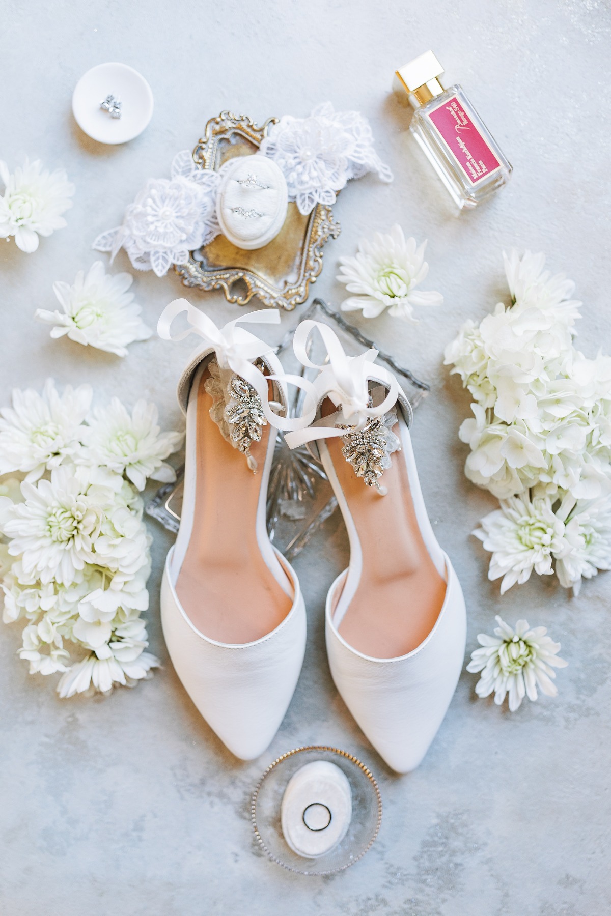 white satin tie bridal shoes