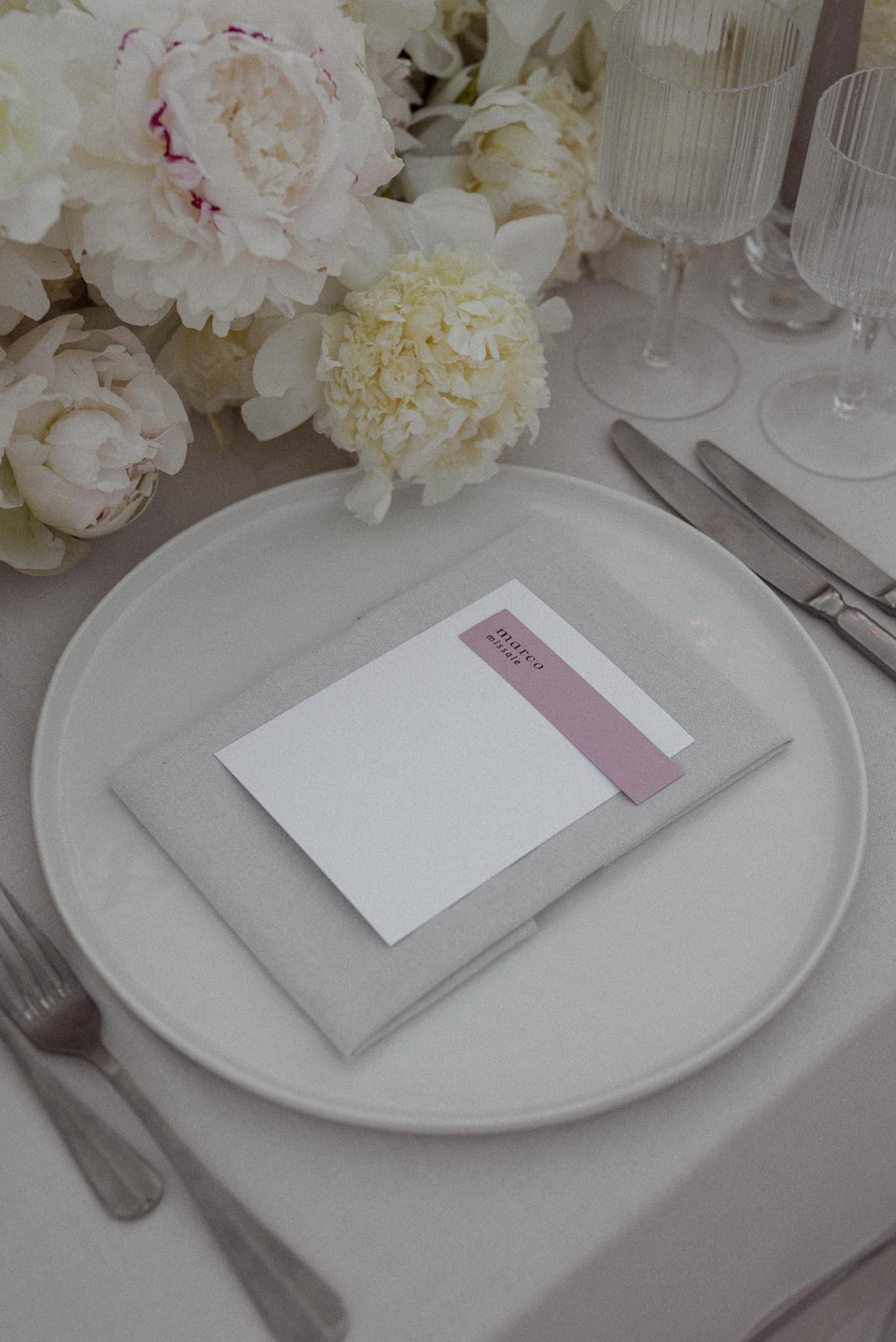 linen colored wedding menus