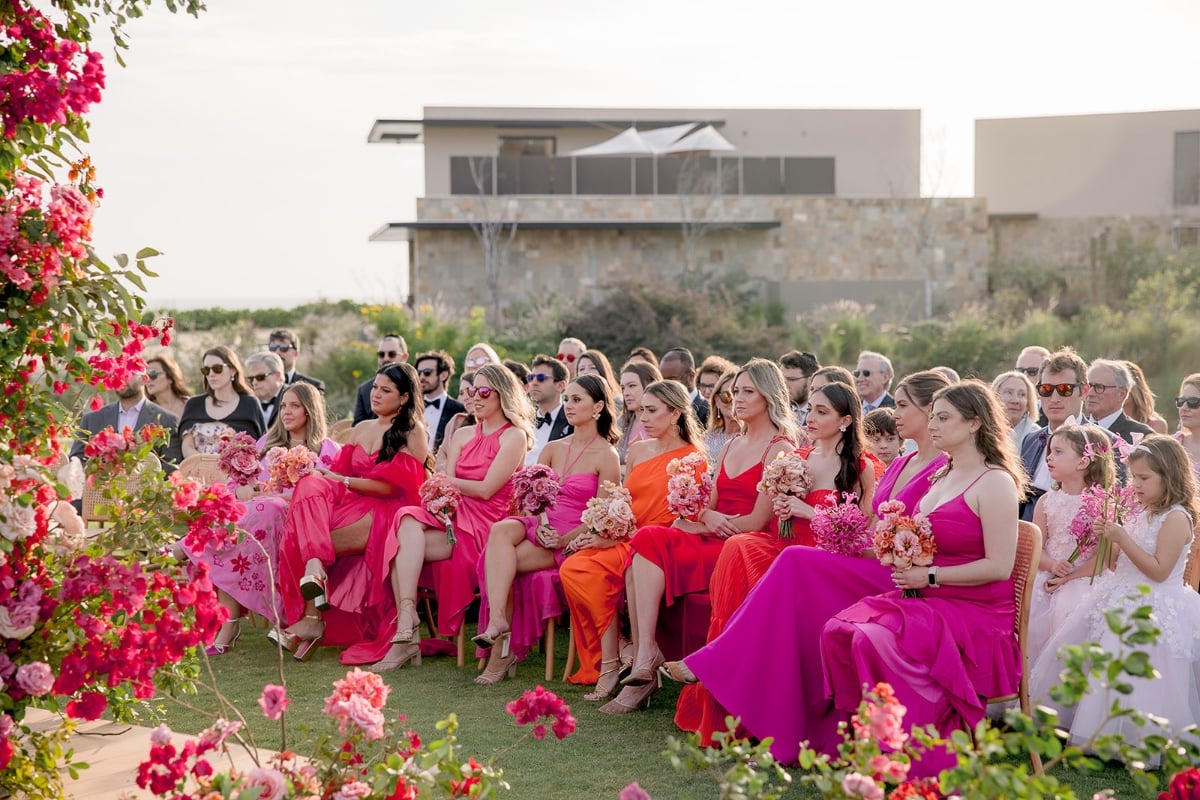 Pink and orange bridesmaids 