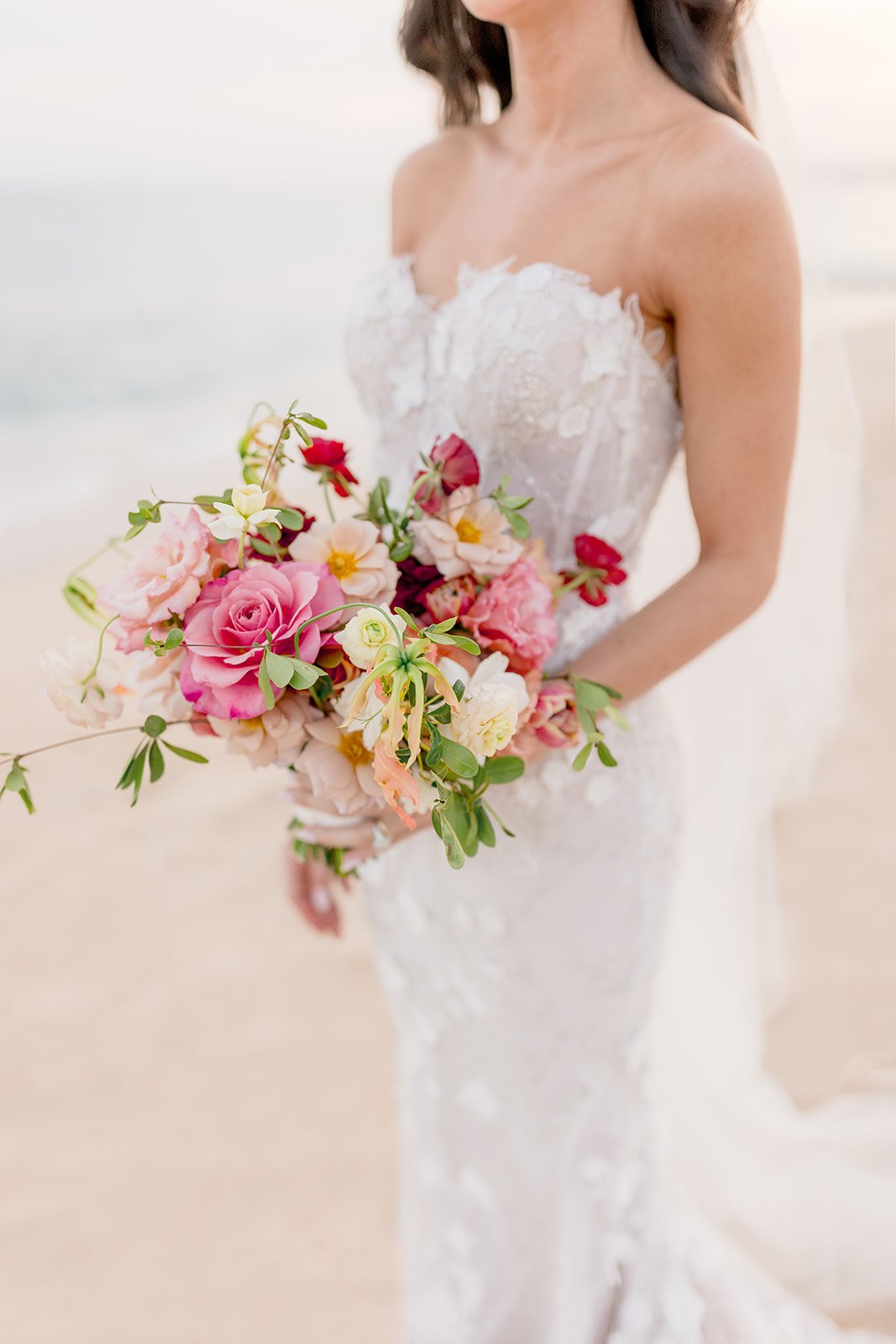 Colorful pink bridal bouquet